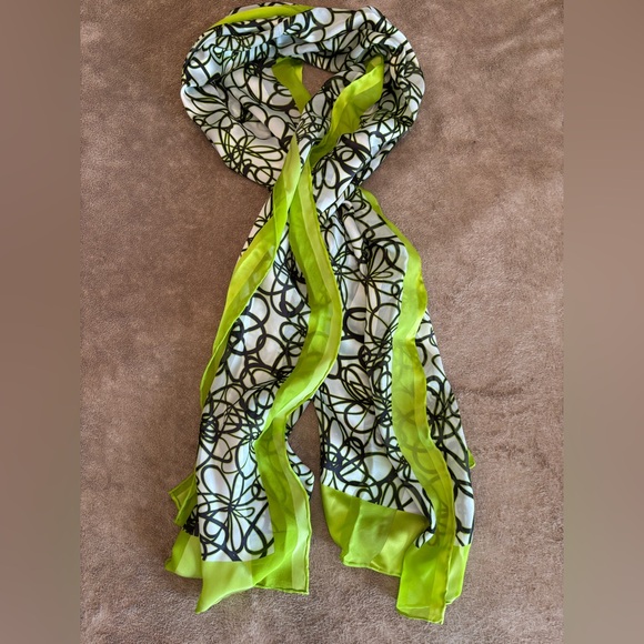 Accessories - Lime Green and Black Patterned Scarf
